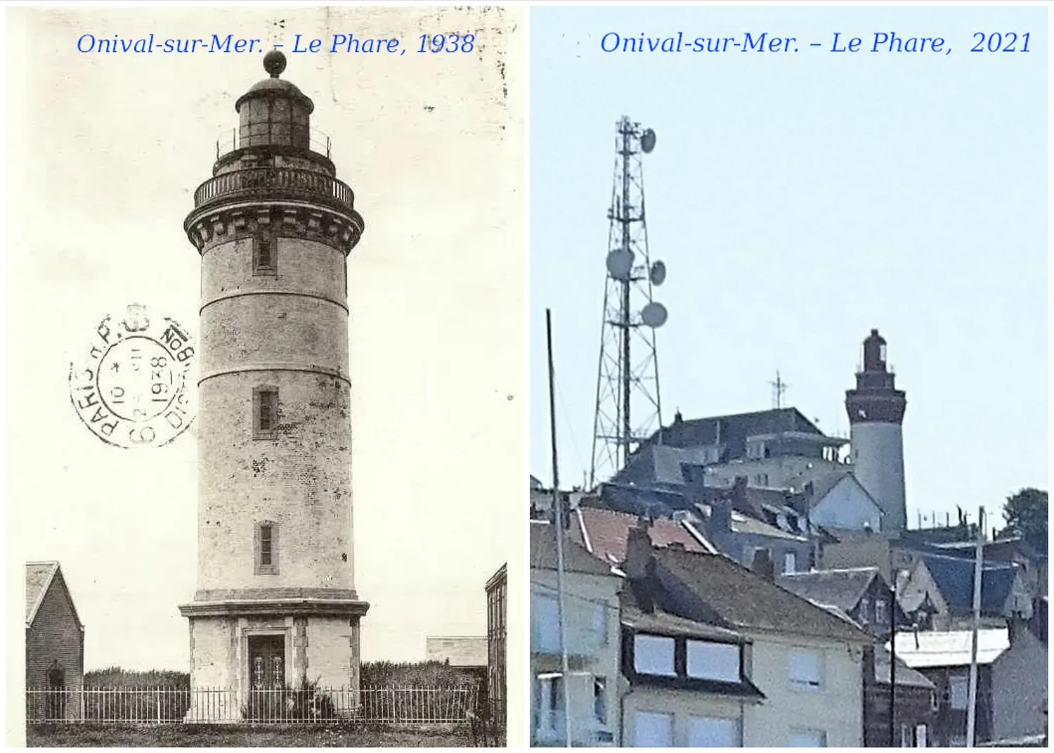 Le phare d'Ault dressé sur la falaise de craie face à la Manche